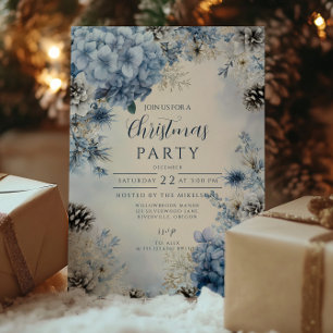 Kerst Frosted Blue Greenery Kaart