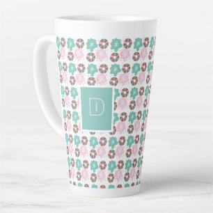 Kerst Frosted Donuts Roze Doodles Initiaal Latte Mok