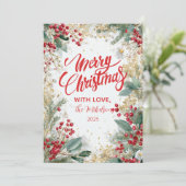 Kerst Frosted Pine en Goud Feestdagenkaart (Staand voorkant)