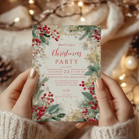 Kerst Frosted Pine en Goud Kaart