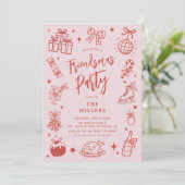 Kerst Fun Doodle Vriendschapsfeest Kaart (Staand voorkant)