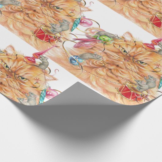 Kerst Fun Grumpy Cat Mouse Dier Humor Art Cadeaupapier (Hoek)