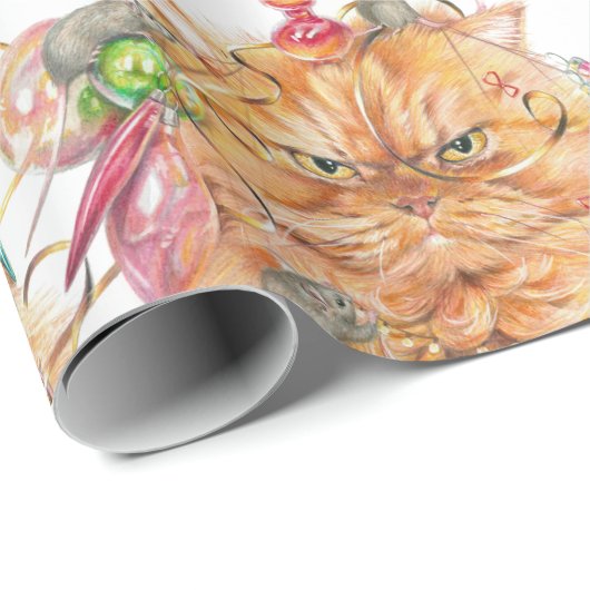 Kerst Fun Grumpy Cat Mouse Dier Humor Art Cadeaupapier (Rol Hoek)