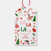 Kerst Fun Roze en Rood Cadeaulabel (Voorkant)