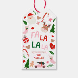 Kerst Fun Roze en Rood Cadeaulabel