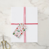 Kerst Fun Roze en Rood Cadeaulabel (Met Touw)