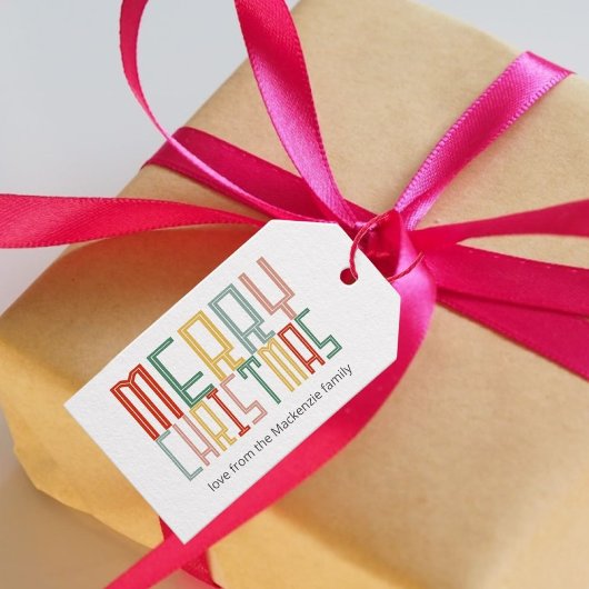 Kerst Funky lettertype en tekst gepersonaliseerd Cadeaulabel