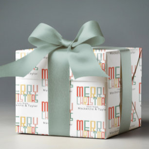 Kerst Funky lettertype en tekst gepersonaliseerd Cadeaupapier