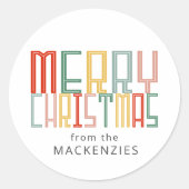 Kerst Funky lettertype en tekst gepersonaliseerd Ronde Sticker (Voorkant)