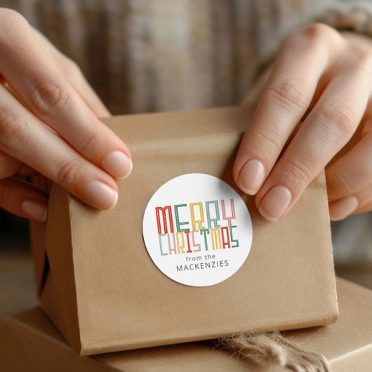 Kerst Funky lettertype en tekst gepersonaliseerd Ronde Sticker