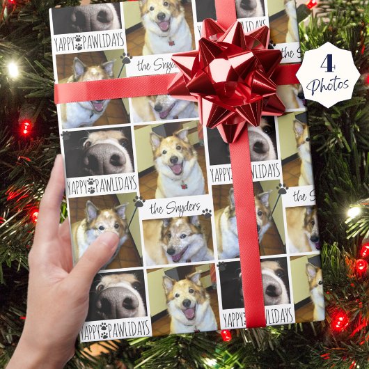 Kerst Funny Dog 4 Foto's YAPPY PAWLIDAYS Cadeaupapier