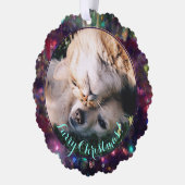 Kerst Furry Kerstmis Fotosjabloon Ornament Kaart (Links)