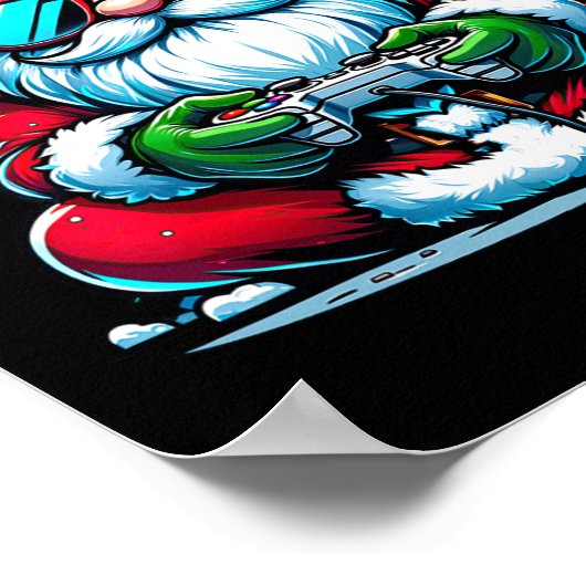 Kerst Gamer Boys Videogame Kerstman Poster (Hoek)