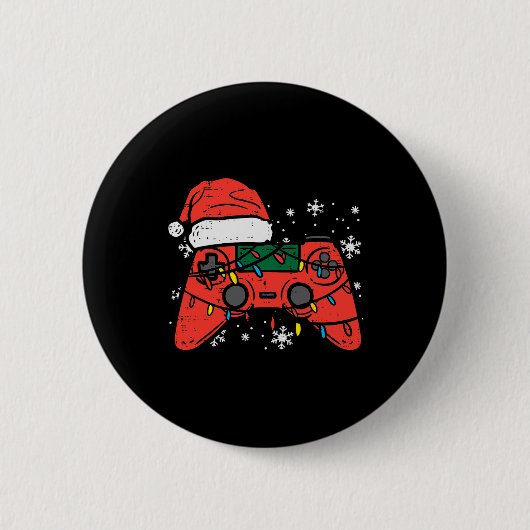 Kerst Gamer Controller Xmas Boys Kinder Jeugd Me Ronde Button 5,7 Cm (Voorkant)