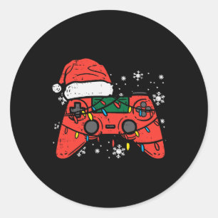 Kerst Gamer Controller Xmas Boys Kinder Jeugd Me Ronde Sticker