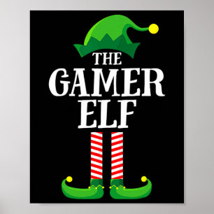 Kerst Gamer Elf Bijpassende Familie Groep Kerstmis Poster