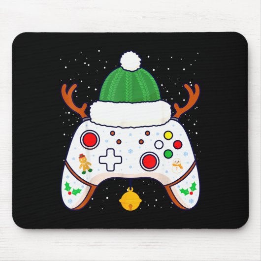 Kerst Gamer Videogame Controller Gamepad Muismat (Voorkant)