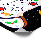 Kerst Gamer Videospel Controller Gamepad Poster (Hoek)