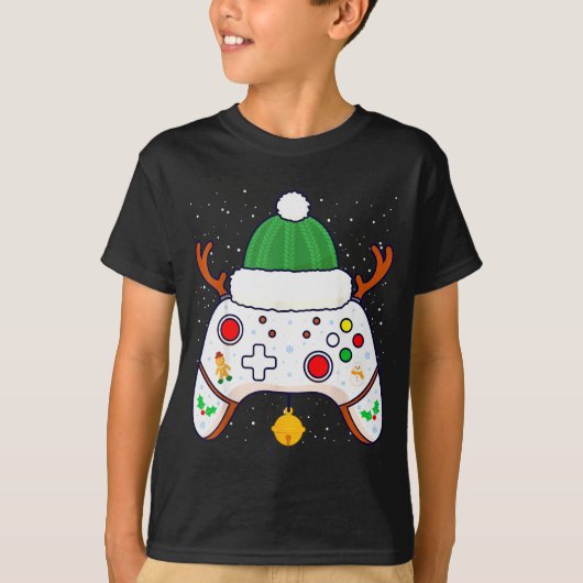 Kerst Gamer Videospel Controller Gamepad T-shirt (Voorkant)
