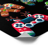 Kerst Gaming Controllers Santa Elf Xmas Christ Poster (Hoek)