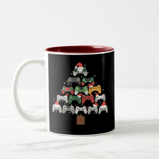 Kerst Gaming Tree Gamers Gamer Xmas Gifts Tweekleurige Koffiemok (Links)