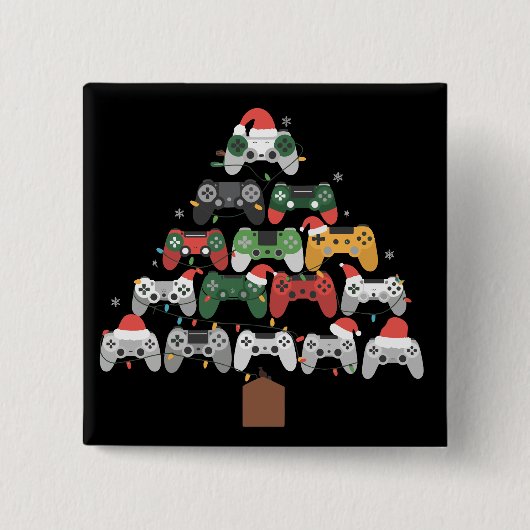 Kerst Gaming Tree Gamers Gamer Xmas Gifts Vierkante Button 5,1 Cm (Voorkant)