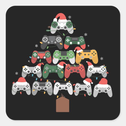 Kerst Gaming Tree Gamers Gamer Xmas Gifts Vierkante Sticker (Voorkant)