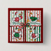 Kerst Gans Grappig Vakantie Dier Rendier Eend Vierkante Button 5,1 Cm (Voorkant)