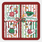 Kerst Gans Grappig Vakantie Dier Rendier Eend Vierkante Sticker (Voorkant)