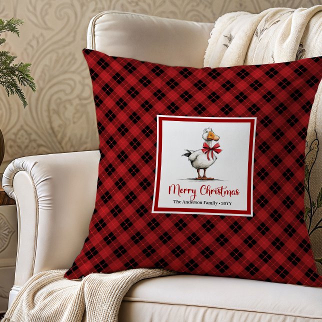 Kerst Ganzen Humor Speelse Worp Kussen Kunst (Christmas Geese Humor Playful Throw Pillow Art)