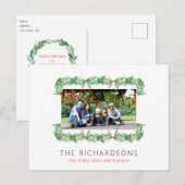 Kerst Gardland familie foto vakantie Briefkaart (Voorkant / Achterkant)