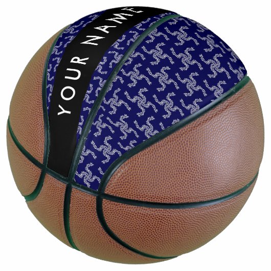 Kerst Garland, Blauw, Jouw naam, Personaliseer Basketbal (Schuin)
