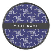 Kerst Garland, Blauw, Jouw naam, Personaliseer Hockey Puck (Voorkant)