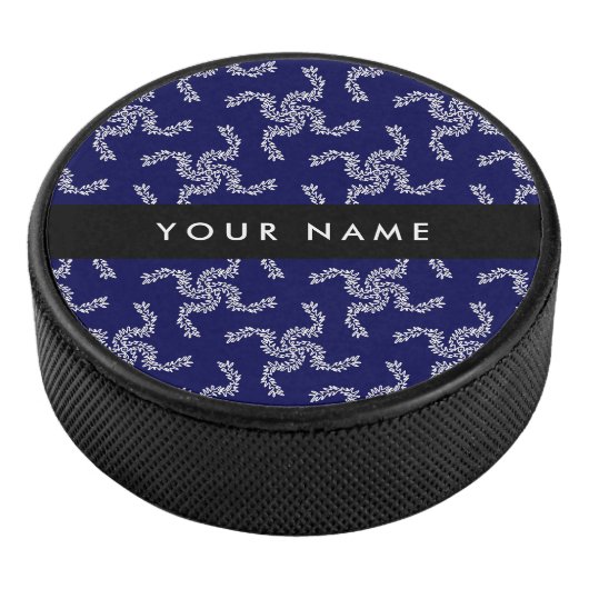 Kerst Garland, Blauw, Jouw naam, Personaliseer Hockey Puck (3/4)
