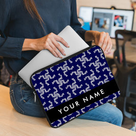Kerst Garland, Blauw, Jouw naam, Personaliseer Laptop Sleeve