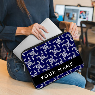 Kerst Garland, Blauw, Jouw naam, Personaliseer Laptop Sleeve
