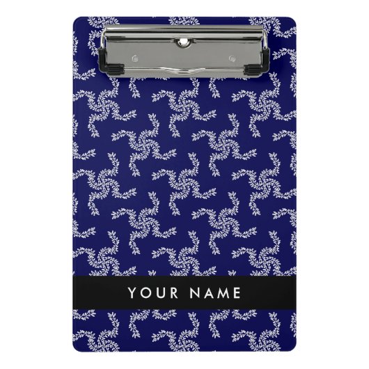 Kerst Garland, Blauw, Jouw naam, Personaliseer Mini Klembord (Voorkant)