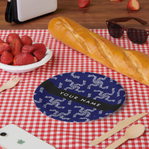Kerst Garland, Blauw, Jouw naam, Personaliseer Papieren Bordje