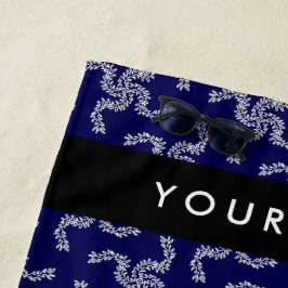 Kerst Garland, Blauw, Jouw naam, Personaliseer Strandlaken