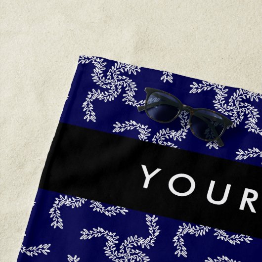 Kerst Garland, Blauw, Jouw naam, Personaliseer Strandlaken (In situ)