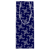 Kerst Garland Blauw, Kerstdecoratie, Kerstmis Wijn Cadeautas (Voorkant)