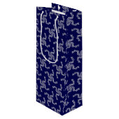 Kerst Garland Blauw, Kerstdecoratie, Kerstmis Wijn Cadeautas (Voorkant Gekanteld)