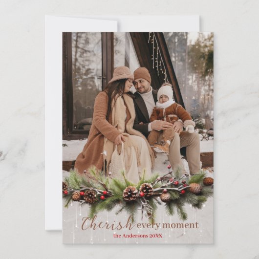 Kerst Garland en Shooting Stars Koesteren de Feestdagenkaart (Voorkant)