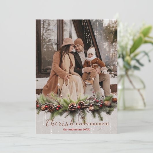 Kerst Garland en Shooting Stars Koesteren de Feestdagenkaart (Staand voorkant)