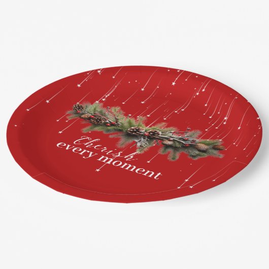 Kerst Garland en Shooting Stars Koesteren de Papieren Bordje (Gekanteld)