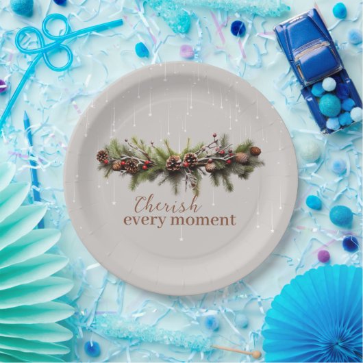 Kerst Garland en Shooting Stars Koesteren de Papieren Bordje (Feest)