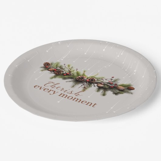 Kerst Garland en Shooting Stars Koesteren de Papieren Bordje (Gekanteld)