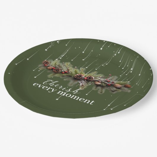 Kerst Garland en Shooting Stars Koesteren de Papieren Bordje (Gekanteld)