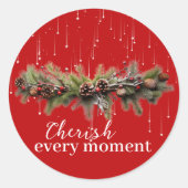 Kerst Garland en Shooting Stars Koesteren de Ronde Sticker (Voorkant)