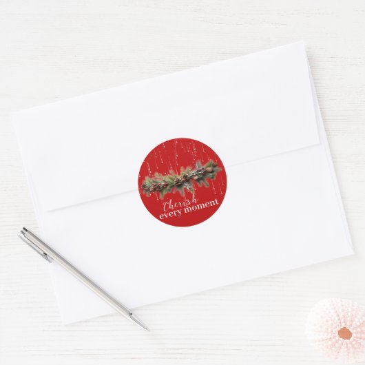 Kerst Garland en Shooting Stars Koesteren de Ronde Sticker (Envelop)